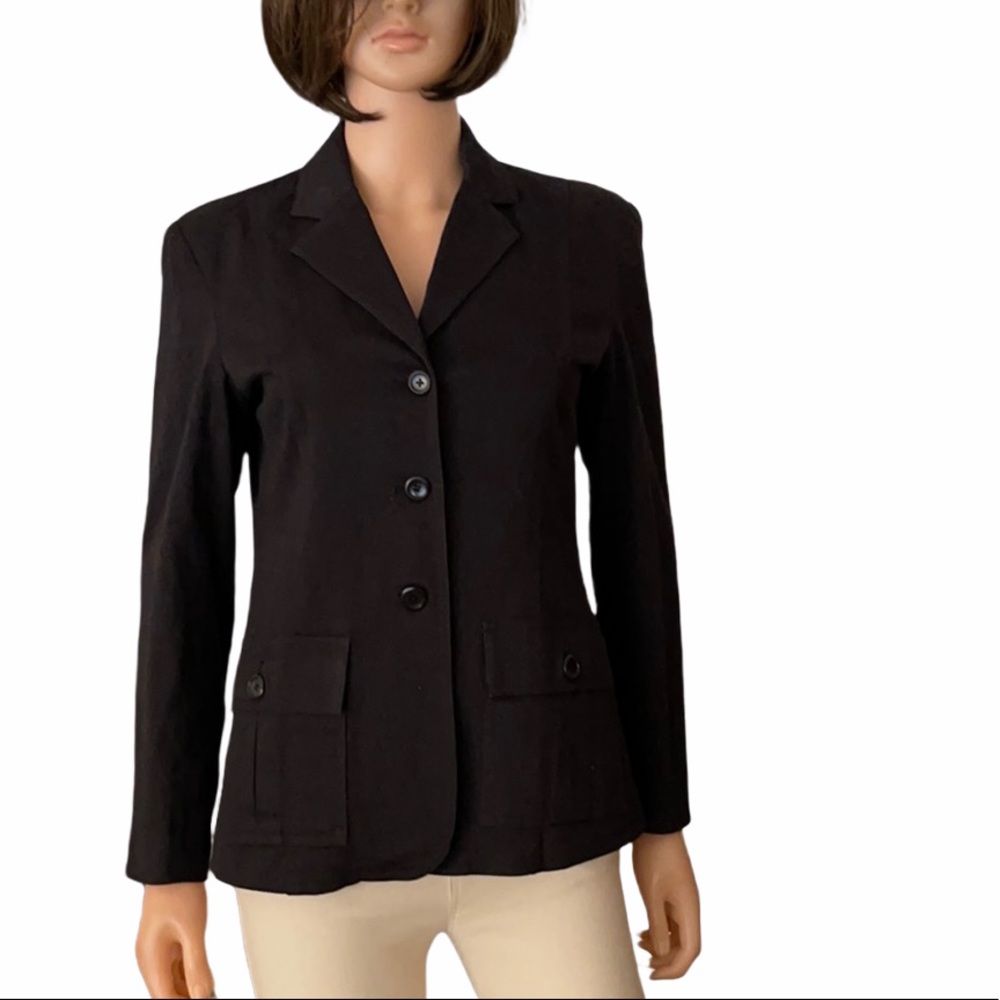 Talots Black Cotton Jean-Style Jacket with Elbow Patches